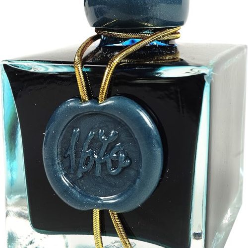 J. Herbin 1670 Tintas de aniversário - Brilho dourado frasco de 50 ml - Esmeralda de Chivor (tinta verde-esmeralda-azul)