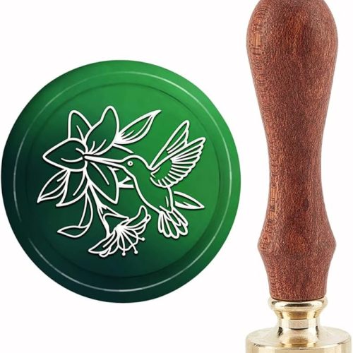 Carimbo de cera de beija-flor selos de cera de lírio selagem animal 30 mm retrô vintage cabeça de carimbo de latão removível com alça de madeira para convites de casamento, Halloween, Natal, CRASPIRE
