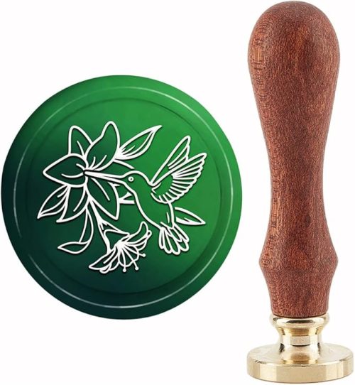 Carimbo de cera de beija-flor selos de cera de lírio selagem animal 30 mm retrô vintage cabeça de carimbo de latão removível com alça de madeira para convites de casamento, Halloween, Natal, CRASPIRE
