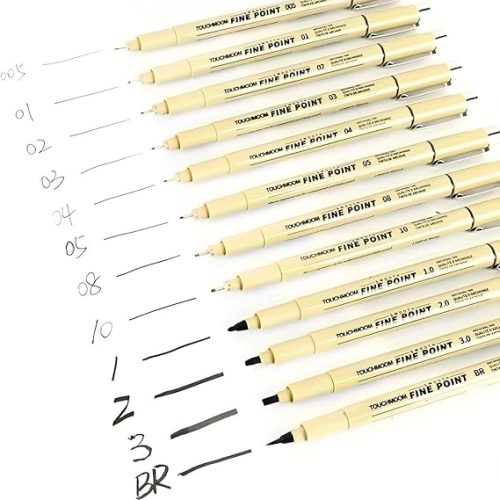 Kit 12 Caneta Nanquim Profissional Brush Letter Desenho Artístico Mangá Caligrafia (Preto)