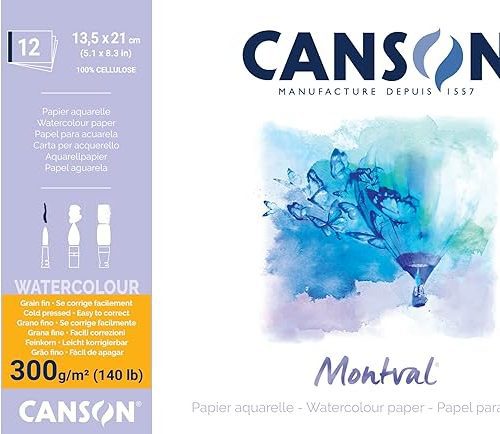 Bloco montval aquarela fina A5 300g com 12 folhas Canson