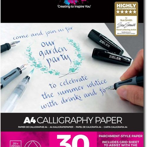 Bloco de papel para caligrafia A4 – 30 folhas – Papel estilo pergaminho marfim – da Zieler