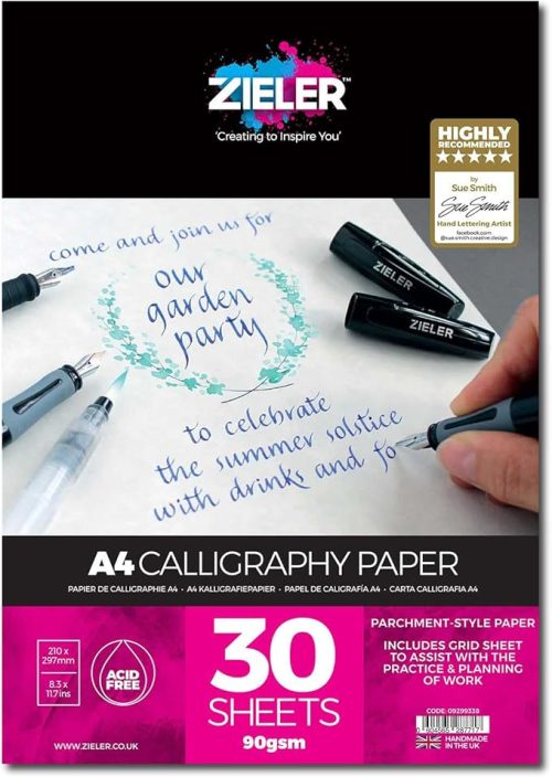 Bloco de papel para caligrafia A4 – 30 folhas – Papel estilo pergaminho marfim – da Zieler