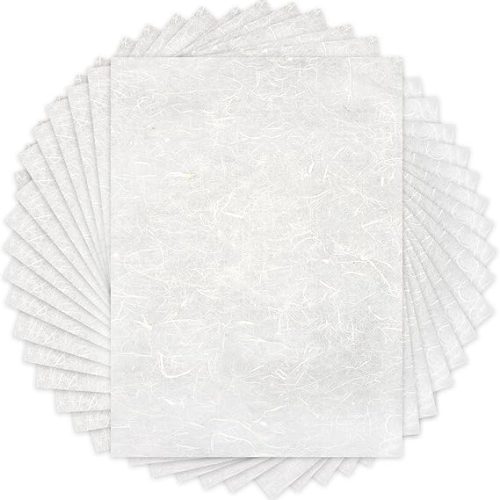 50 folhas de papel de amoreira natural A4, Benvo, fibras vegetais visíveis, papel de arroz para impressão, decoração, artesanato DIY (21 x 29,7 cm)